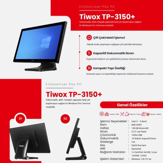 Tiwox TP-3150 Plus I7 8Gb 128Gb 21.5’’ Pos Pc