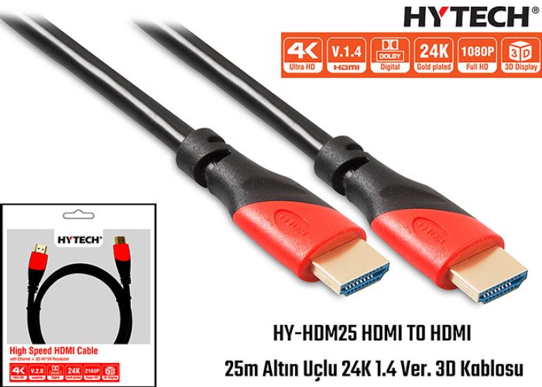 Hytech HY-XHDM25 HDMI TO HDMI 25m Altın Uçlu Kablo