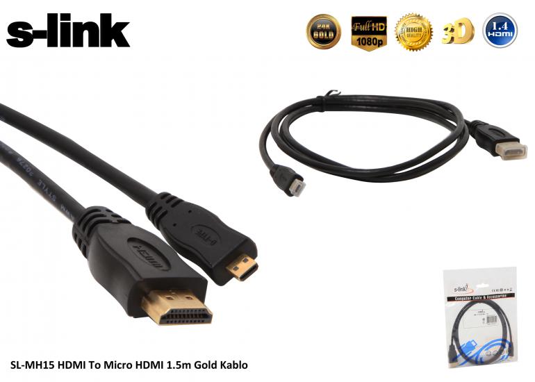 S-LINK Sl-MH15 1.5mt HDMI-M TO MİCRO HDMI-M GOLD