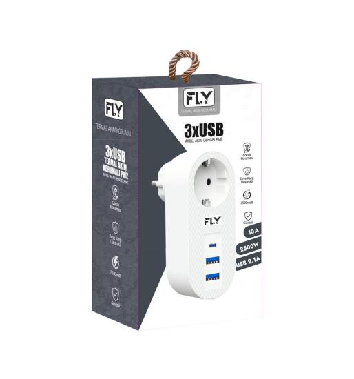 FLY-3400-01 Akım Korumalı 1 li Priz