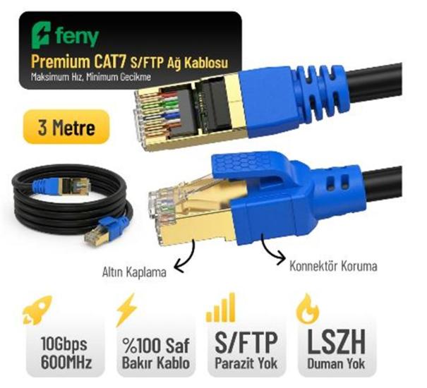 Feny FN-CAT7LS03 10Gbps 3 Metre Cat7 Patch Kablo