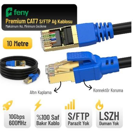 Feny FN-CAT7LS10 10Gbps 10 Metre Cat7 Patch Kablo