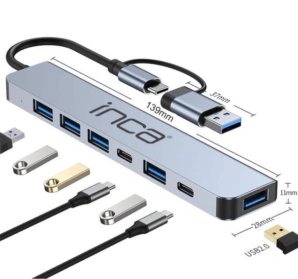 Inca IUTP-7T Usb+Type-c Girişli Çoklayıcı