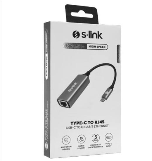 S-link SW-U336 Gri Metal Type-C to RJ45 Adaptör