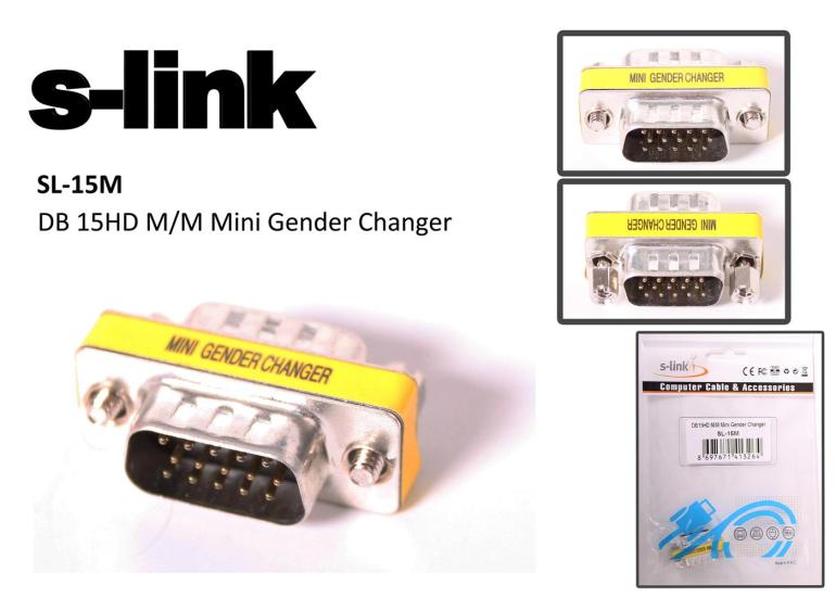 S-link sl-15m Vga Erkek-Erkek 15pin Dönüştürücü