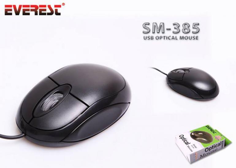 Everest SM-385 Siyah Usb Kablolu Optik 800 Dpı 3 Buton Mouse