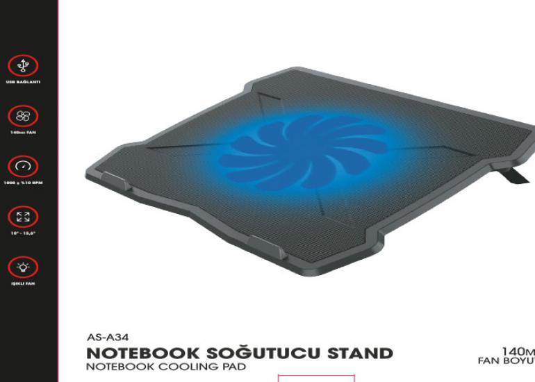 Asonic AS-A34 140mm Fanlı Notebook Soğutucu Stand