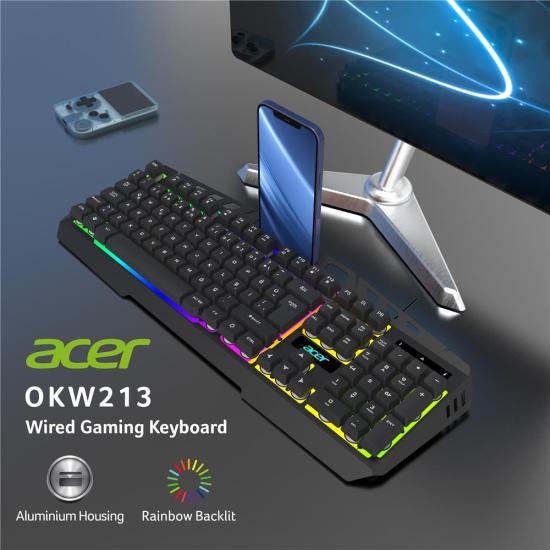 Acer OKW213 Siyah RGB Backlit Gaming Keyboard