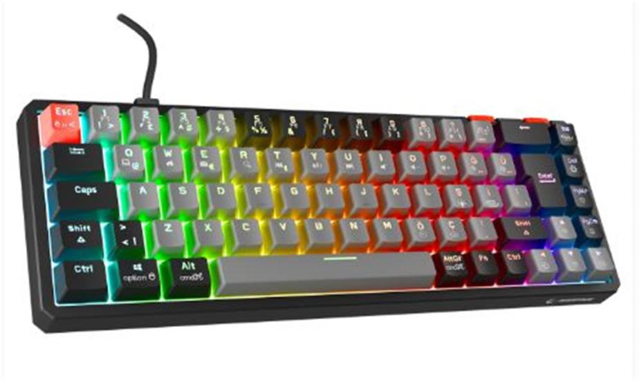 Rampage Yoru Mini Gri-Siyah Oyuncu Klavye RGB