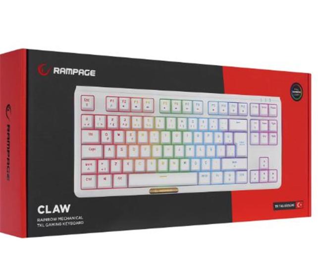 Rampage CLAW Beyaz Oyuncu Klavye Rainbow TKL