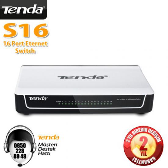Tenda S16 16 Port 10/100Mbps Switch Plastik Kasa