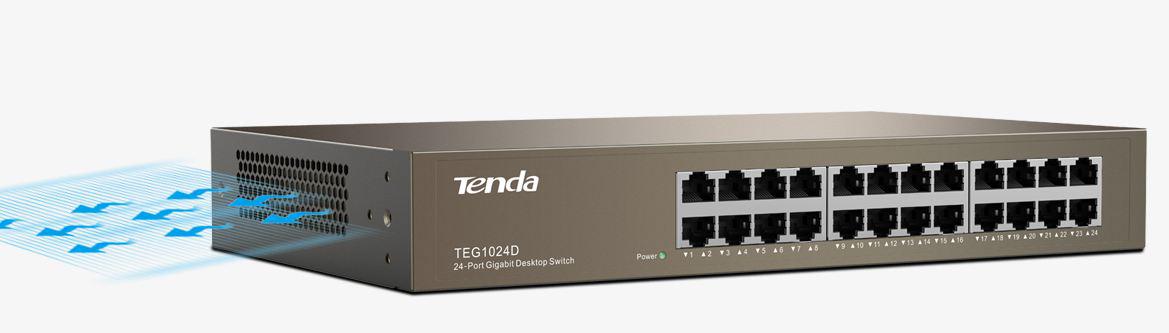 Tenda TEG1024D 24 Port 10-100-1000 Mbps Switch Çelik Kasa Rack Mount
