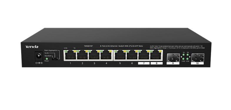 https://www.nedratek.com/Tenda TEM2010F 8 Port 100-1000-2500 Mbps + 2 Port SFP Switch Çelik Kasa Rack Mount