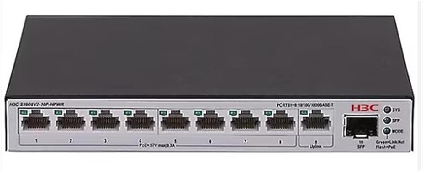 H3C S1600V2-10P-HPWR L2 9 Port 125W PoE+ Switch
