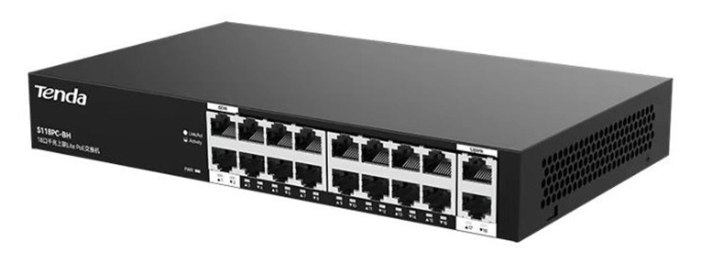 Tenda S218GPC-BH16FE PoE+ Port 167W 2x GE Switch