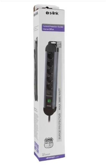 S-link SPGKS05 1.5m Akım Kor. Gri Priz Çoklayıcı