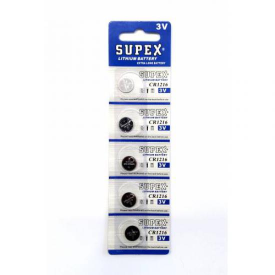 Supex CR1216-C5 3V Lityum Düğme Pil 5’li Paket