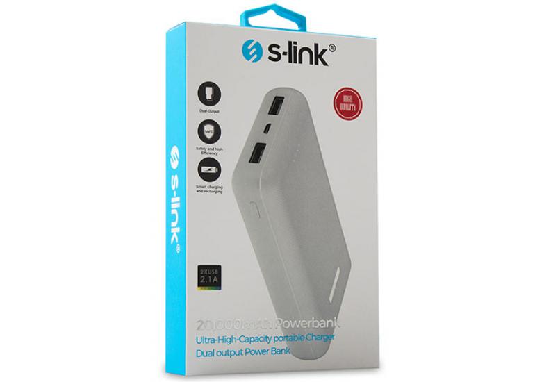 S-link IP-G23 20000mAh Powerbank 2 Usb Port Beyaz Taşınabilir Pil Şarj Cihazı