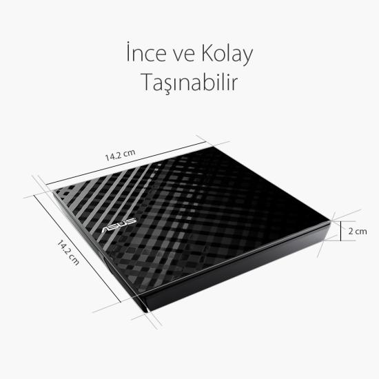 Asus SDRW-08D2S-U Usb Slim Dvd-Rw Si̇yah