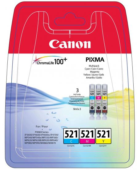 Canon CLI-521 Mavi Kırmızı Sarı Mürekkep Kartuş