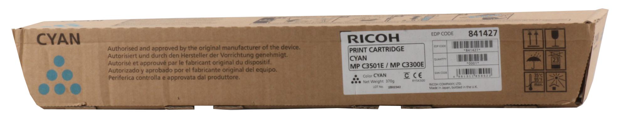 Ricoh MP C3300 Cyan Mavi  Orjinal Fotokopi Toneri MP C2800-3001-3501 16.000 Sayfa