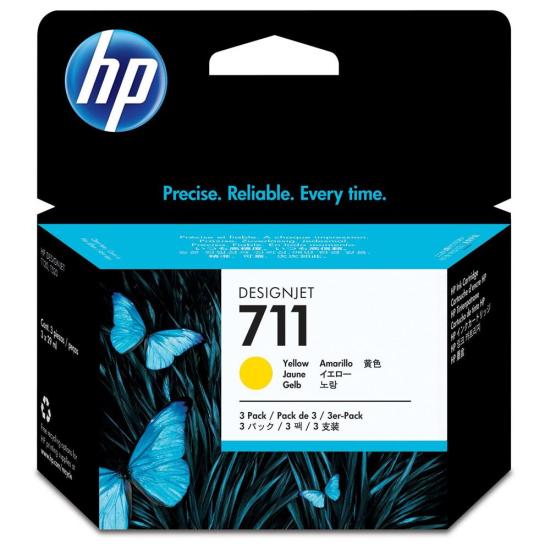 HP 711 Yellow Sarı 3lü Plotter Kartuş Seti CZ136A