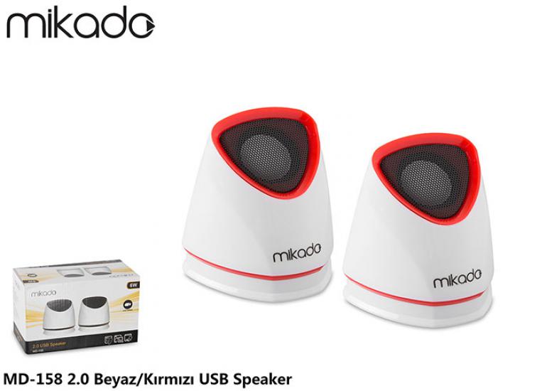 Mikado MD-158 2.0 Beyaz- Kırmızı Usb Speaker
