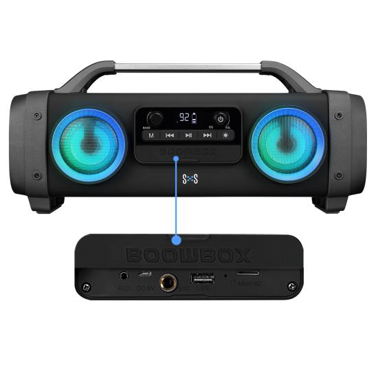 Mikado SH03 SPARTAN Led Işıklı BT-TF-USB-AUX-FM-MIC Grişli Speaker Hoparlör