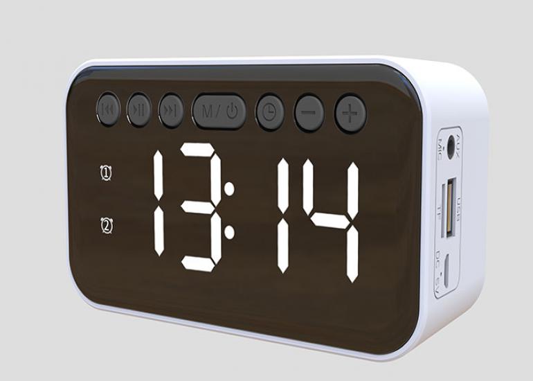 Mikado MD-W5 500mAh 5W Beyaz Bluetooth-TF Cart - Usb Alarmlı Saat Speaker