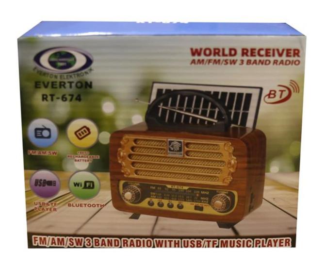 Everton RT-674 Bluetooth Şarjlı Solarlı Radyo