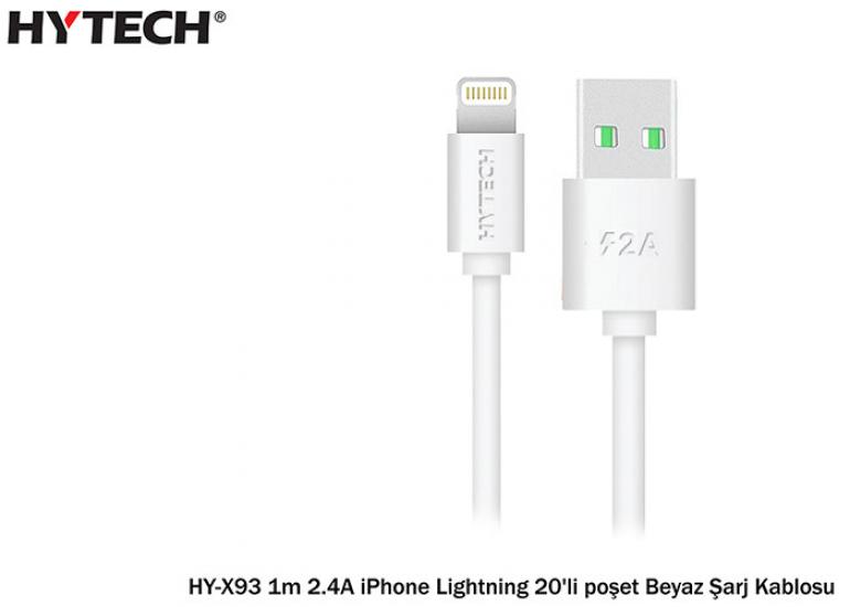 Hytech HY-X93 1m 2.A iPhone Lightning Beyaz Şarj Kablosu