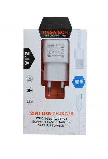 Megatech cc01 2ın1 2.1a Ev Şarj+Micro Kafa