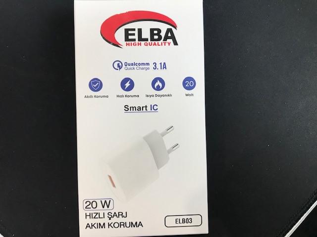 Elba ELB03-20USB Beyaz 20W USb Şarj Kafa QC4.0