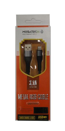 Megatech 3.1A Örgülü A Serisi IPH7 Data Kablosu