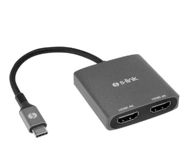 S-link SWV-USBC026 Gri Metal 2 port Hdmi Adaptör