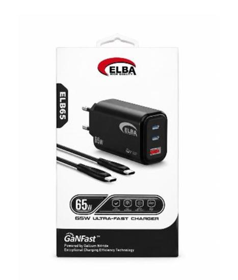 Elba ELB-65 65W Siyah Type-C To Type-C Şarj Aleti