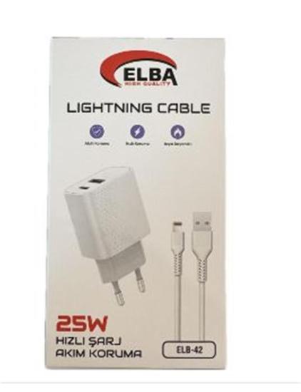 Elba ELB42 Beyaz 25W Şarj Kafa+ İphone Kablo USB-C