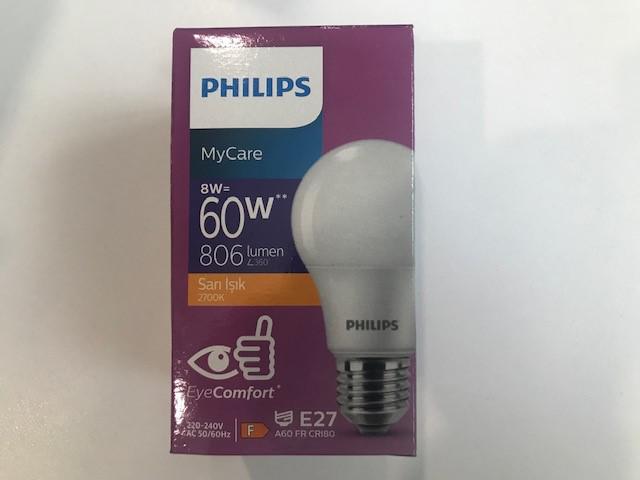 Philips Ledbulb 8w-60w 2700k Led Sarı Işık