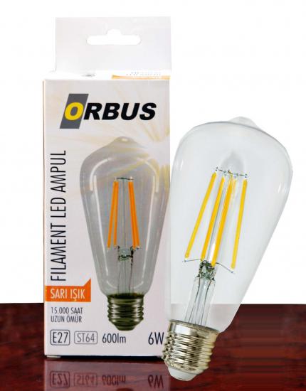 Orbus ORB-STM6W 6W Beyaz Cam Sarı Işık Led Ampul