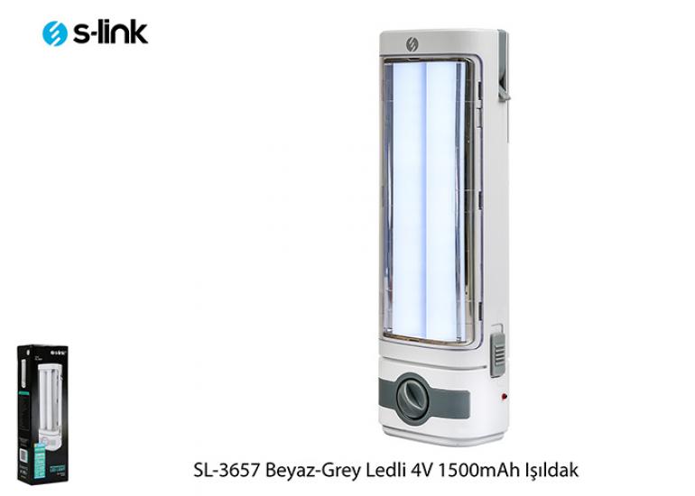 S-link SL-3657 Beyaz-Grey 4V 1500mAh 1+36 Ledli Işıldak