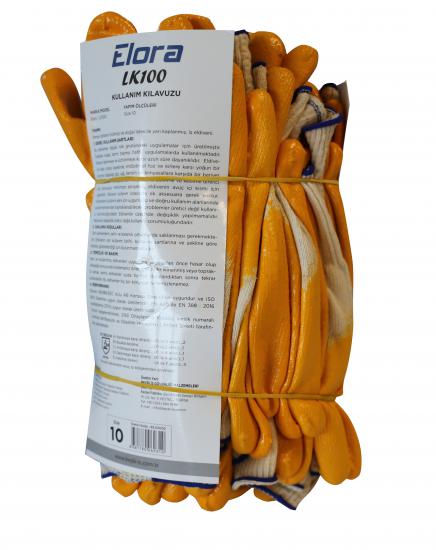 Beybi Elora Nitril Pmk LK100 Örme Beyaz-Sarı 12li Paket
