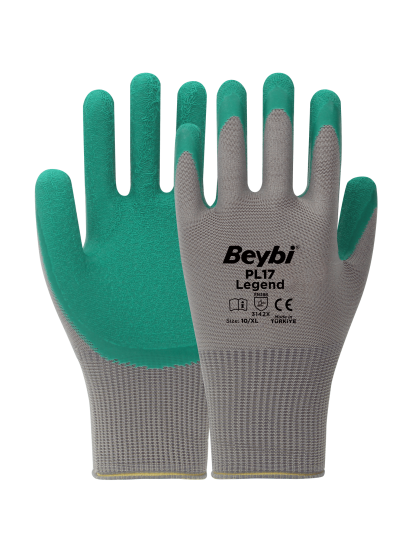 BEYBİ PL17 9 Beden Polyester Örme Lateks Eldiven