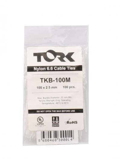 Tork TKB-100M 2.5-100 Beyaz Kablo Bağı 100lü Paket
