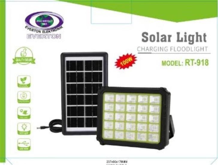 Everton Rt-918 Şarjlı 100w Solar Panelli Projektör
