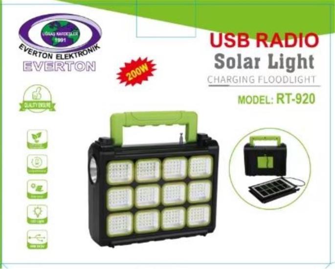 Everton Rt-920 Şarjlı 200w Solar Panelli Projektör