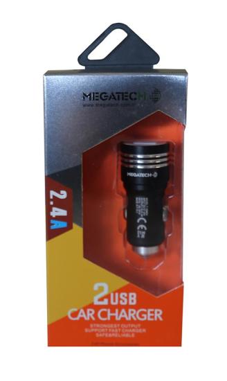 Megatech T05-M24 2.4A 2Usb Çelik Araç Şarj Aleti