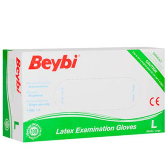 Beybi Lateks Pudralı L Beden Muayene Eldiven 100lü