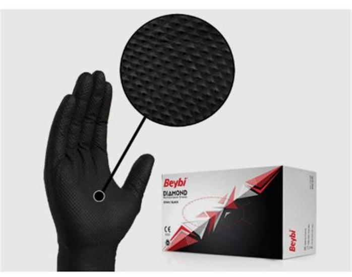 Beybi Diamond Pudrasız Kalın Nitril Eldiven Large
