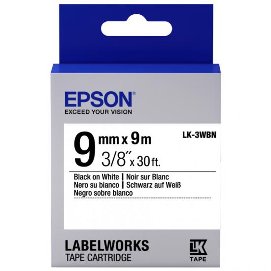 Epson LK-3WBN Standart Siyah Üzeri Beyaz 9MM 9Metre Etiket
