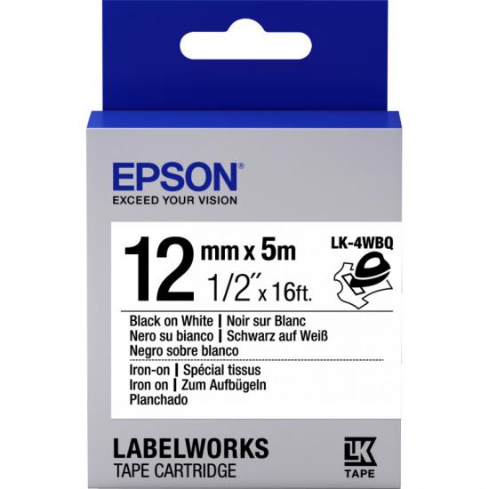 Epson LK-4WBQ Iron Siyah Üzeri Beyaz 12MM 9Metre Etiket